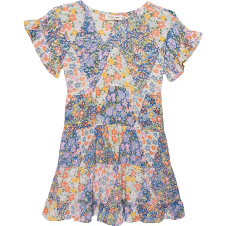ANGIE'S DRESSES Big Girls Tiered Dress - Short Sleeve in Multi