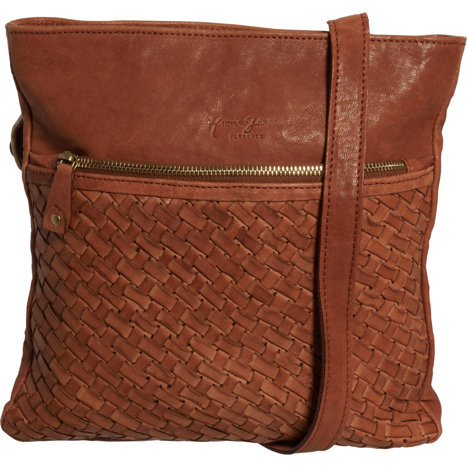 Anonimo Fioino Made In Italy Double Zip Tonal Woven Crossbody Bag For Women Anonimo Fioino Made In Italy Double Zip Tonal Woven Crossbody Bag For Women