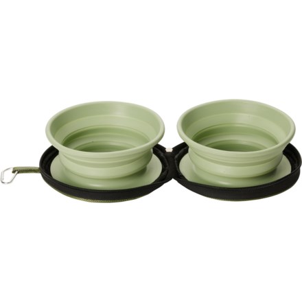 Apex Double Collapsible Travel Pet Bowl - 2-Pack, 14 oz. in Green