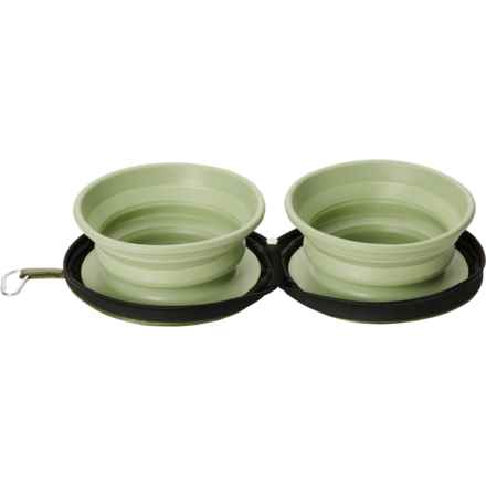 Apex Double Collapsible Travel Pet Bowl - 2-Pack, 14 oz. in Green