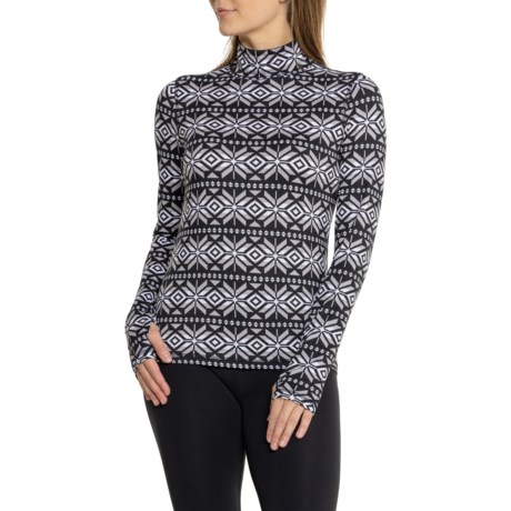 APRES Mock Neck Base Layer Top - Long Sleeve in Black Beauty Combo