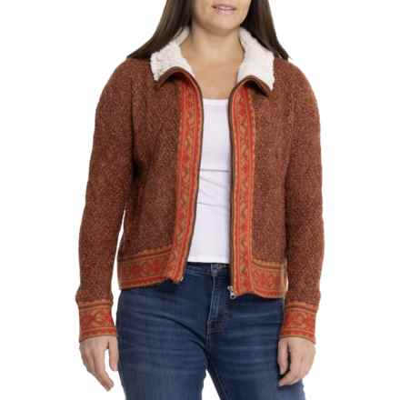 APRES SKYR Pointelle Stitch Full-Zip Cardigan Sweater in Spice Combo