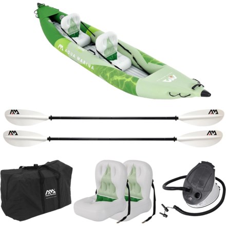 Aqua Marina Betta-412 Inflatable Recreational Kayak Set - 13’6”, 2-Person in Green Multi