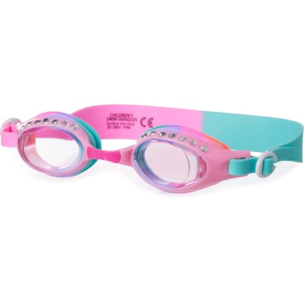 Aqua2ude Rhinestone Eyes Swim Goggles (For Boys and Girls) in Pink