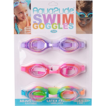 Aqua2ude Swim Goggles - 3-Pack (For Boys and Girls) in Multi