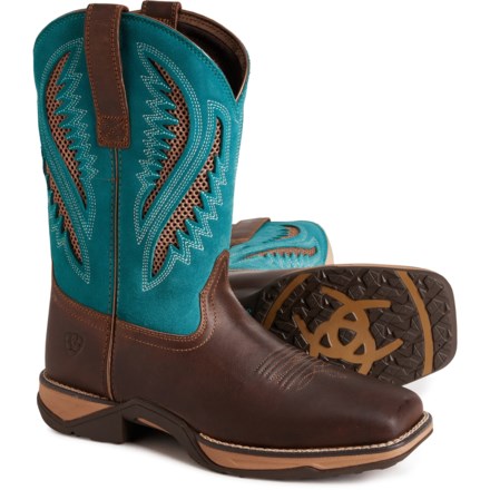 Ariat Anthem VentTEK Cowboy Boots - 10”, Square Toe (For Women) in Chocolate Chip/Turquoise