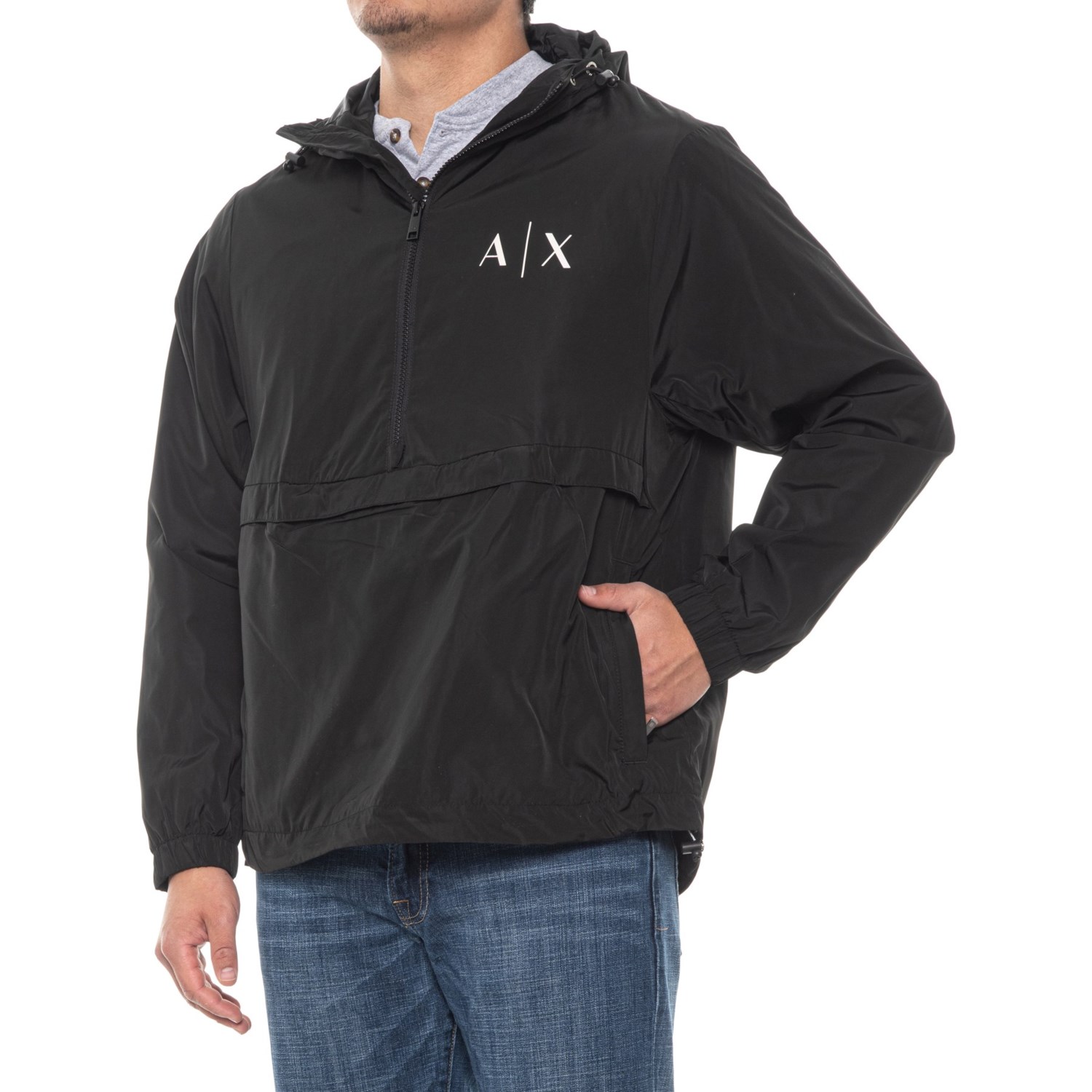 Armani Exchange Windbreaker Jacket Zip Neck Save 50