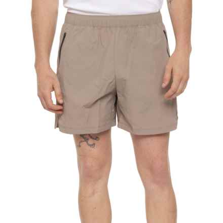 ASICS Crinkle Woven Shorts - 5” in Taupe/Black