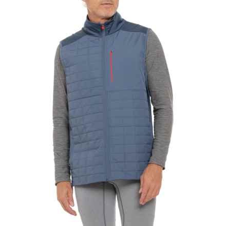 ASICS Grid Baffle Multimedia Vest - Insulated in Arctic Blue/Red Snapper