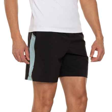 ASICS Perforated Side Panel Running Shorts - 7”, Built-In Briefs in Black/Blue Breeze