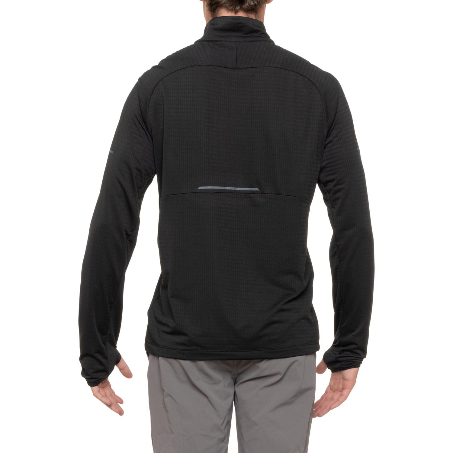 ASICS Waffle-Knit Back Woven Shirt - Zip Neck, Long Sleeve - Save 44%