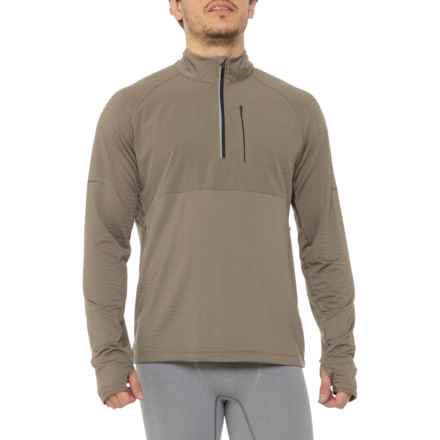 ASICS Waffle Knit Shirt - Zip Neck, Long Sleeve in Chestnut/Black