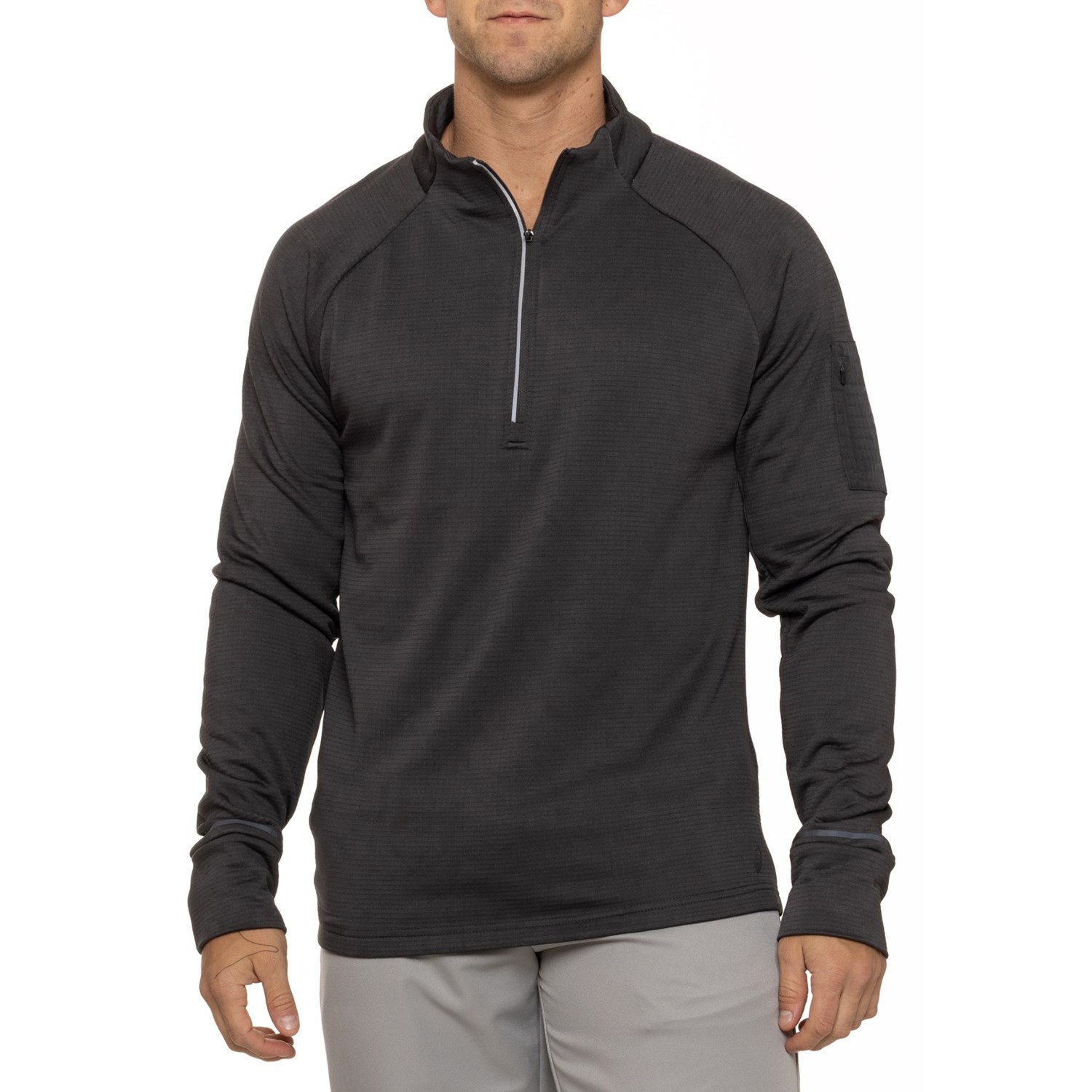 ASICS Waffle-Knit Woven Shirt - Zip Neck, Long Sleeve - Save 44%