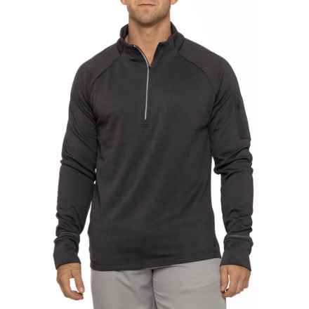 ASICS Waffle-Knit Woven Shirt - Zip Neck, Long Sleeve in Graphite Grey