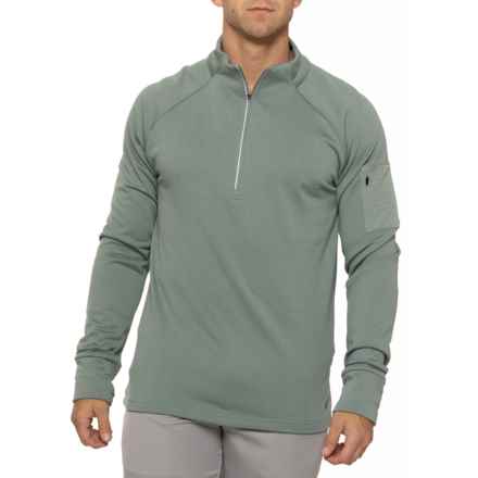ASICS Waffle-Knit Woven Shirt - Zip Neck, Long Sleeve in Slate Grey