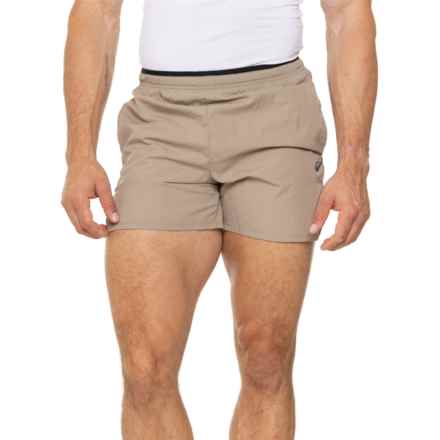 ASICS Woven Crinkle Shorts - 5”, Built-In Briefs in Taupe