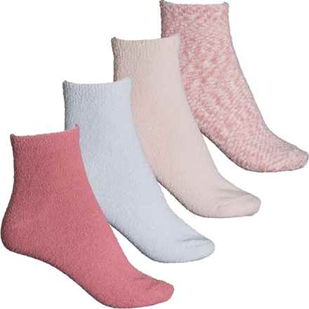 Aspen Aloe Infused Cozy Socks - 4-Pack, Quarter Crew (For Women) in Pink