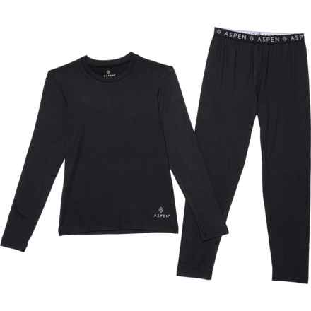 Aspen Big Girls Base Layer Top and Pants Set - Long Sleeve in Black