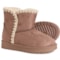 Aspen Big Girls Crochet Trim Shearling Boots in Rust