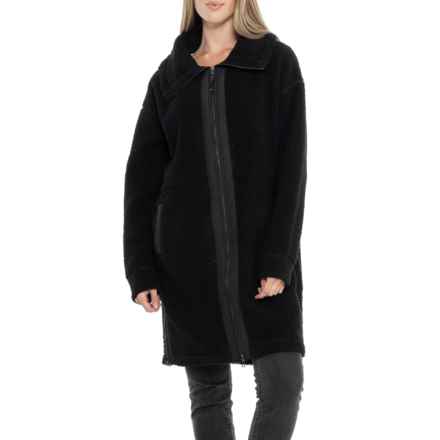 Aspen Cinched Stadium Long Coat in Black
