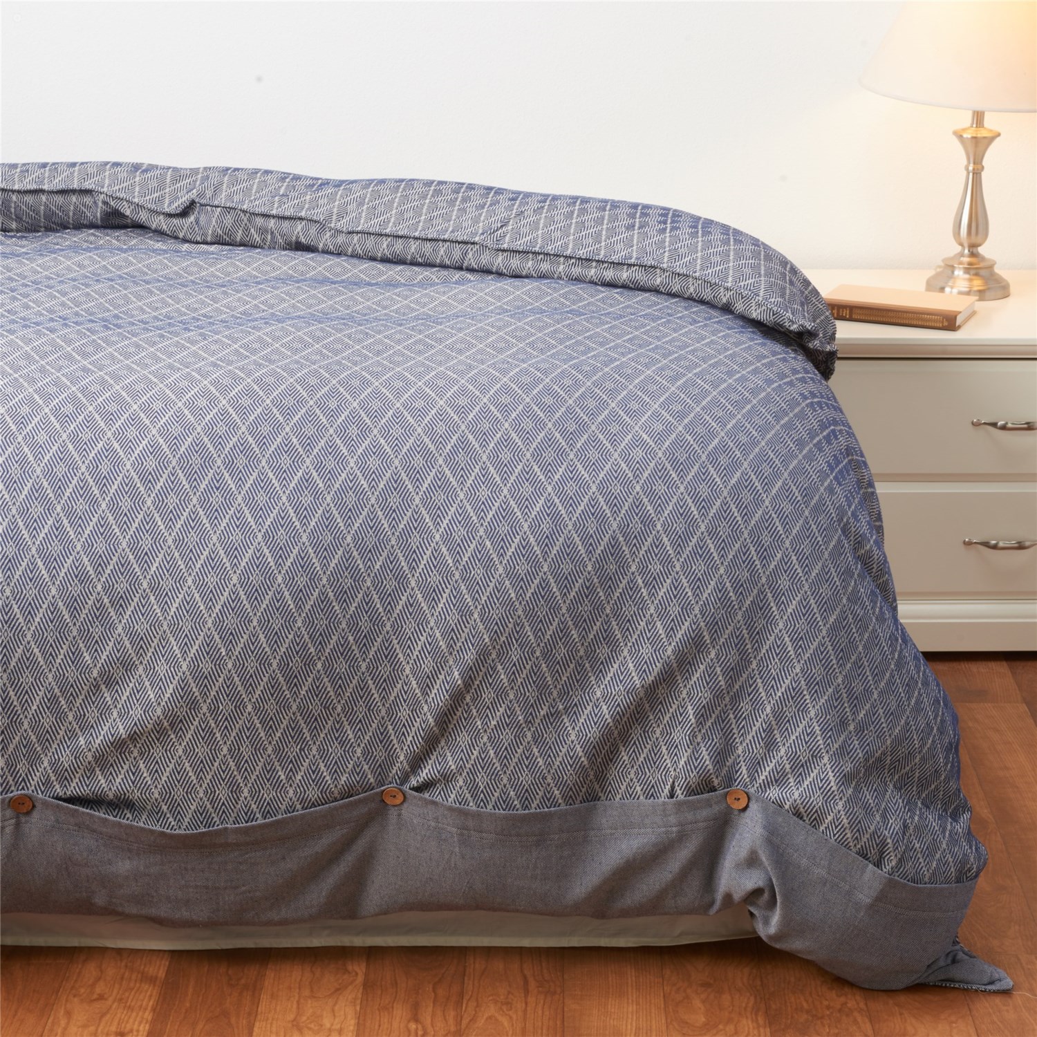 Aspen Clifton Jacquard Reversible Cotton Duvet Cover King Denim