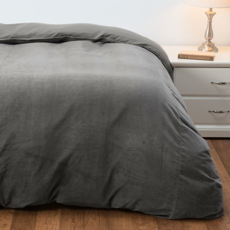 Aspen Cotton Velveteen Button Close Duvet Cover King Charcoal