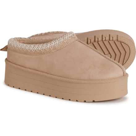 Aspen Faux-Suede Platform Slippers (For Women) in Bone