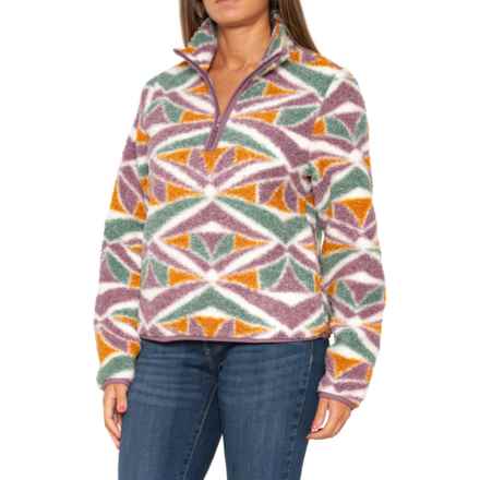 Aspen Fleece Popover Jacket - Zip Neck in Deco Abstract