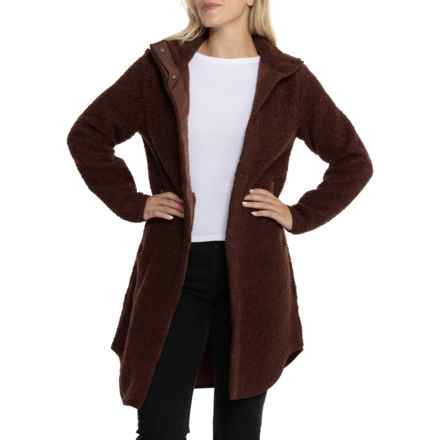 Aspen Hidden Snap Sheep Fleece Stadium Coat in Bitter Chocolate