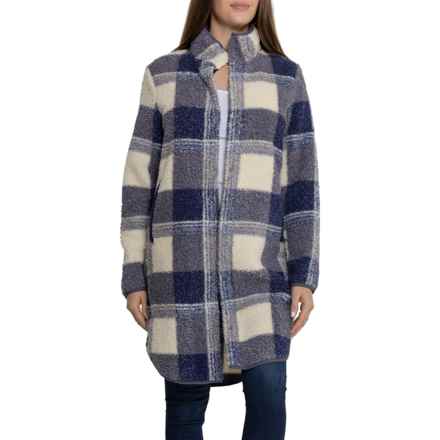 Aspen Hidden Snap Sheep Fleece Stadium Coat in Eclipse Combo