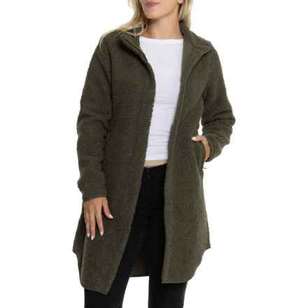 Aspen Hidden Snap Sheep Fleece Stadium Coat in Tea Leaf