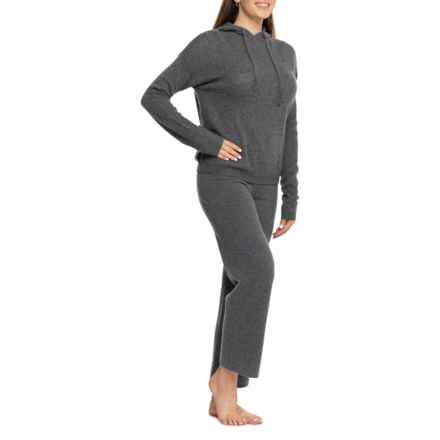 Aspen Hooded Lounge Pajamas - Cashmere, Long Sleeve in Charcoal