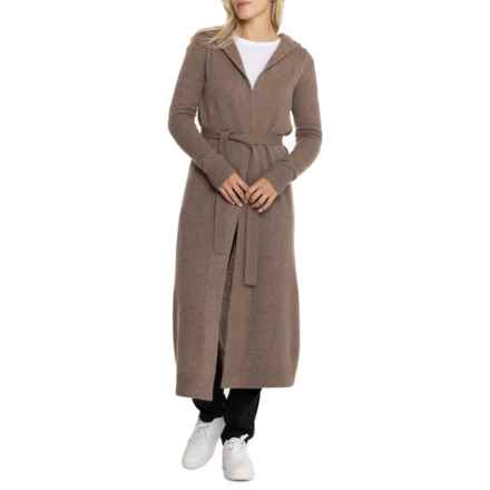 Aspen Hooded Robe - Cashmere, Long Sleeve in Deep Taupe Heather