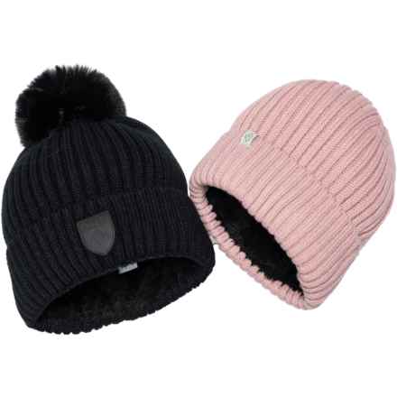 Aspen Knit Beanie - 2-Pack (For Big Girls) in Black Pom / Pink No Pom