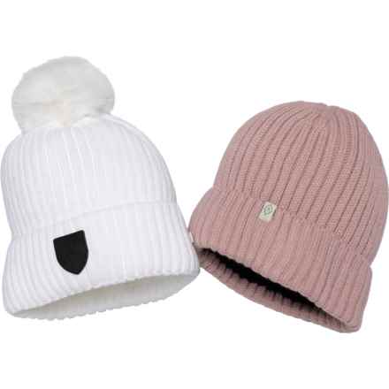 Aspen Knit Beanie - 2-Pack (For Big Girls) in Pink/White