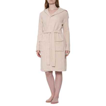 Aspen Long Teddy Belted Robe in Chai Latte