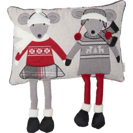 Aspen Mouse Couple Dangle Throw Pillow - 16x23” in Grey
