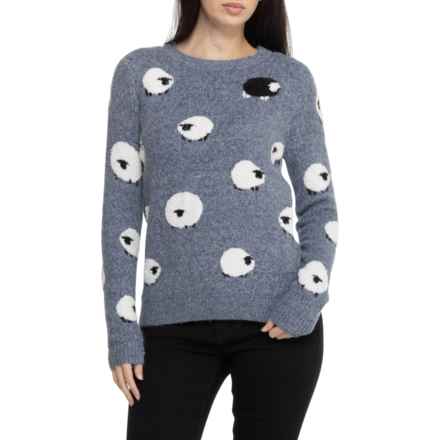 Aspen Scattered Sheep Crew Neck Sweater in Denim Blue