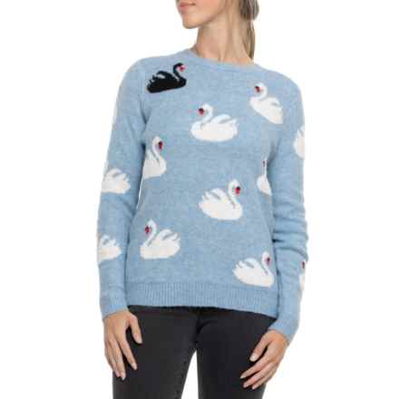 Aspen Scattered Swan Sweater in Light Blue