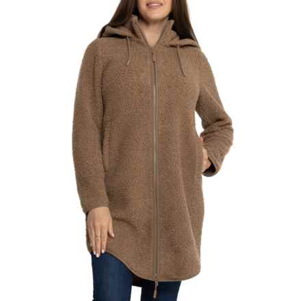 Aspen Sherpa Fleece Long Jacket in Coca Mocha