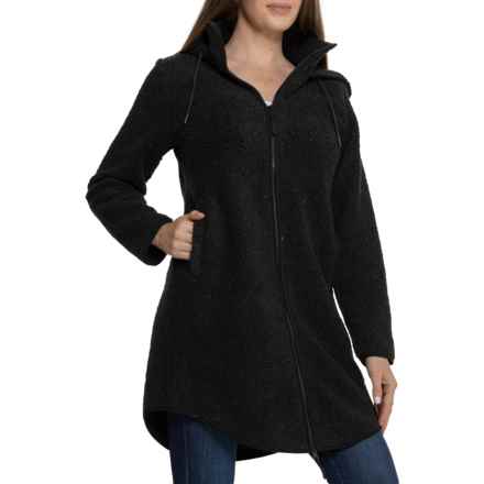 Aspen Sherpa Fleece Long Jacket in Jet Black