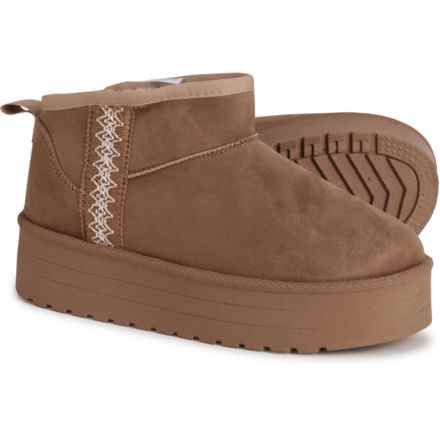 Aspen Short Platform Shearling Booties (For Women) in Taupe