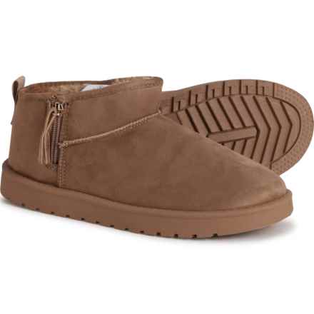 Aspen Side-Zip Short Shearling Booties (For Women) in Taupe