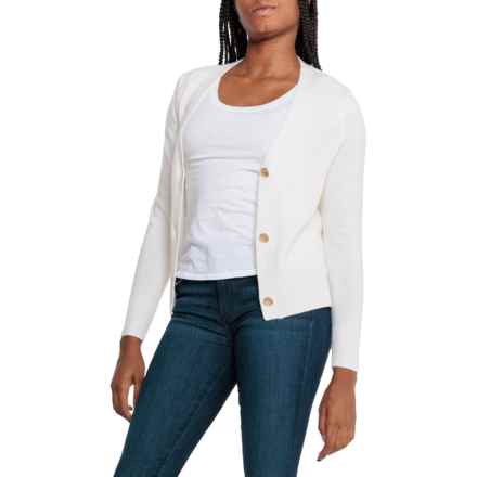 Aspen Three-Button Cardigan Sweater - Merino Wool in Ivory