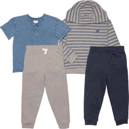 Aspen Toddler Boys Mix-and-Match Hoodie, Shirt and Joggers Set - 4-Piece in Coronet Blue