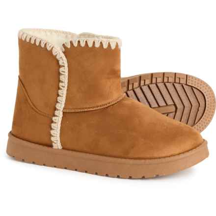 Aspen Whipstitch Short Faux Shearling Boots (For Women) in Camel