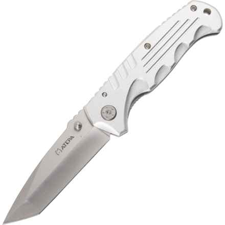ATEPA Folding Camp Pocket Knife with Belt Pouch - Stainless Steel in Stainless