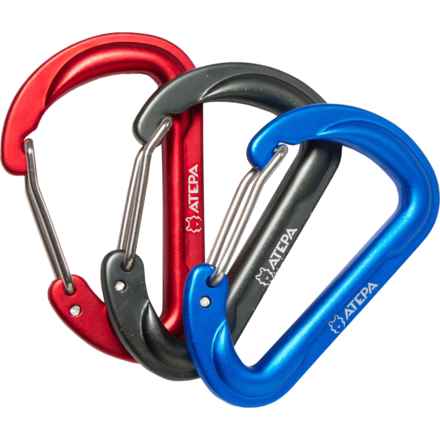 ATEPA Wiregate Carabiners - 3-Pack in Red/Silver/Blue