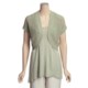 August Silk Knit Cropped Cardigan Sweater - Tape Yarn, Short Sleeve (For Women)