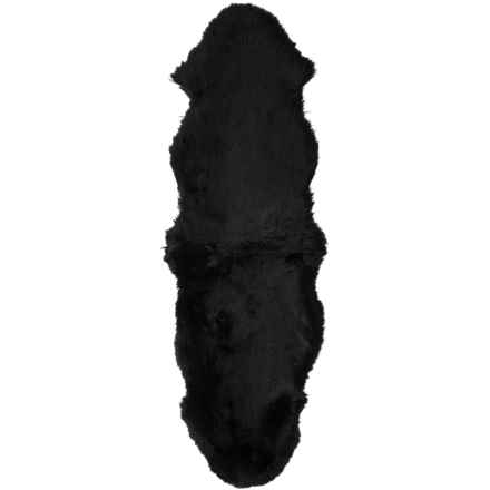 Auskin Double Sheepskin Pelt Rug - 2x6', Black in Black